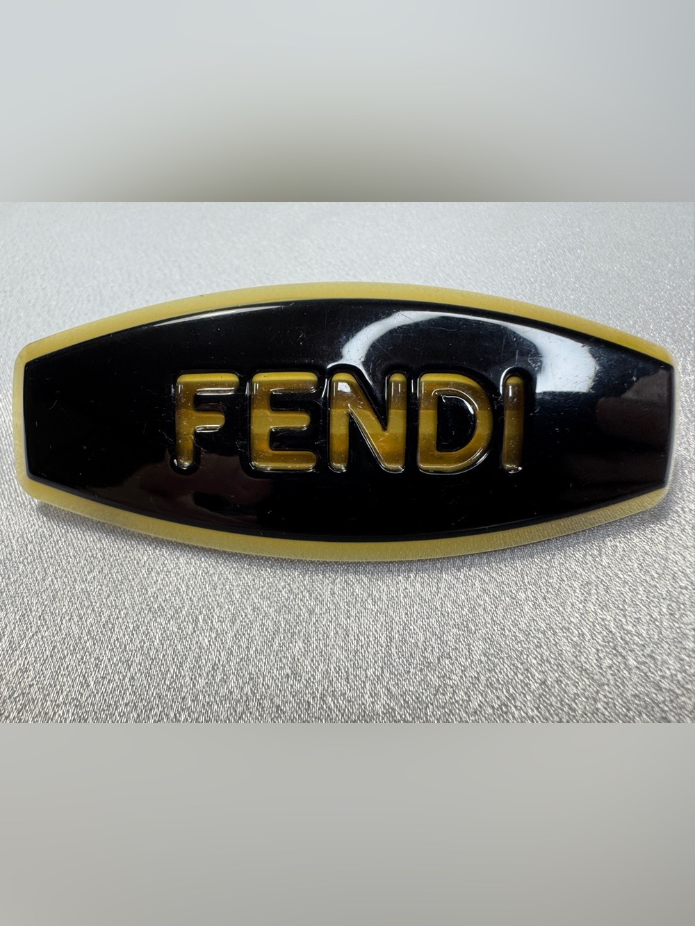 Fendi Black and Yellow/Gold Resin Logo Hair Clip